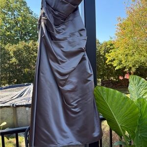 Elegant Taupe Satin Dress